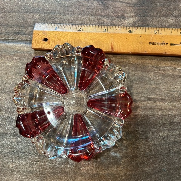 Vintage MCM cranberry  flash  glass nesting trinket bowls ashtrays - Picture 7 of 8